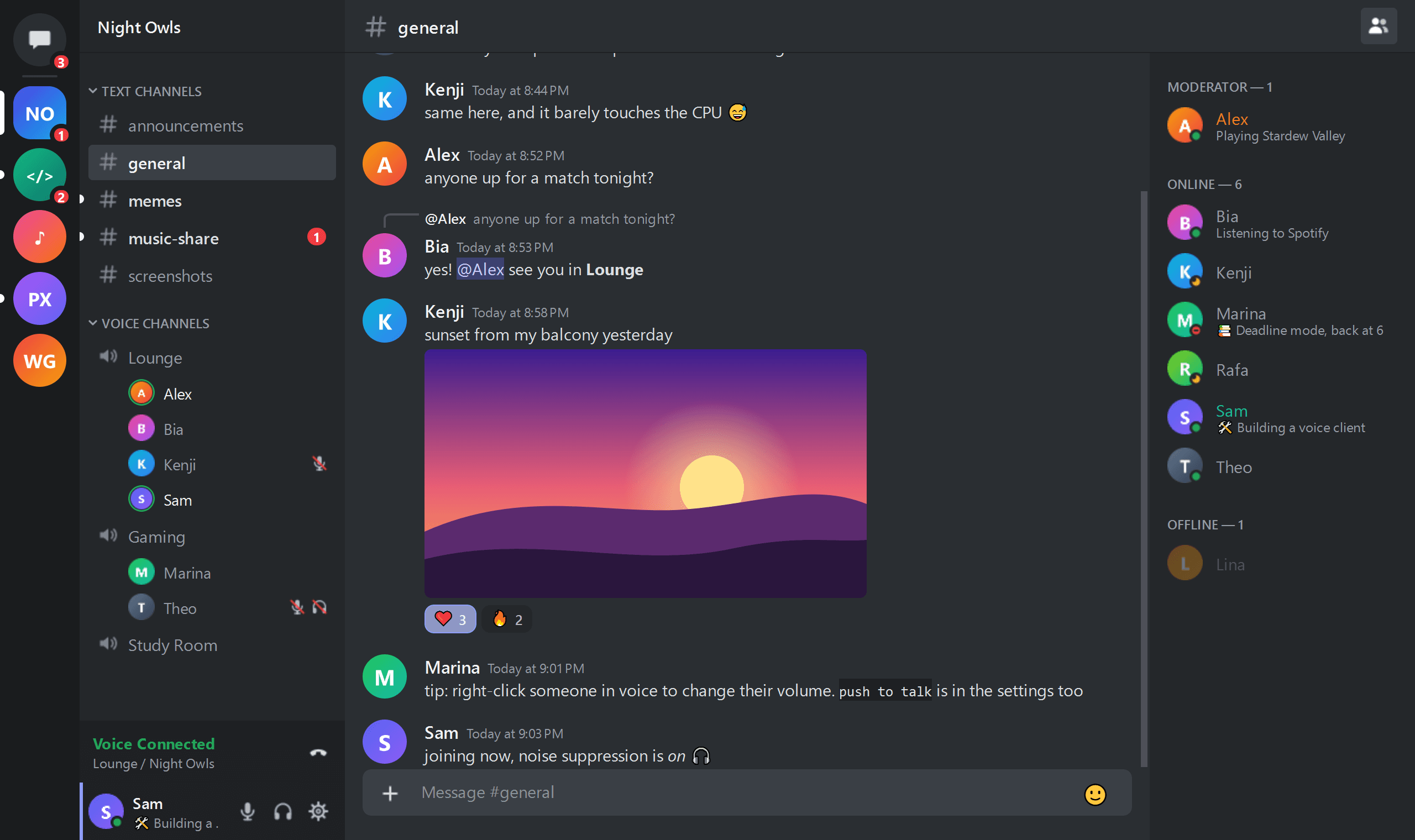 Snapcord with the theme Ash